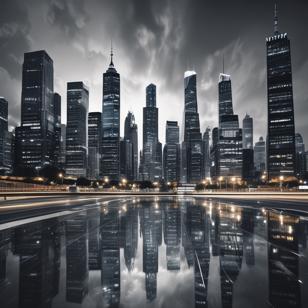 High resolution city skyline in a business setting